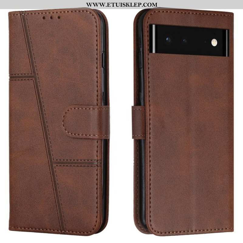 Etui Folio do Google Pixel 6 z Łańcuch Pasek Z Efektem Skóry Ekologicznej